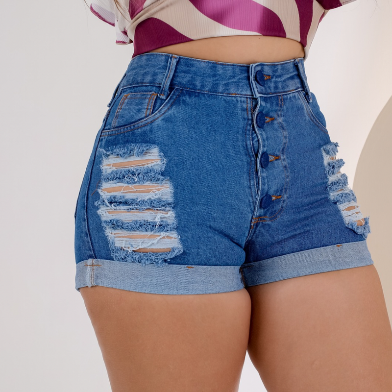 Bermuda jeans feminina cintura alta Short Feminino Jeans bermuda Jeans Rasgado Feminino